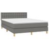 Cama Matrimonial | Cama Para Adultos | Cama Box Spring Colchón Y Luces Led Tela Gris Oscuro 140x190 Cm Cfw948074