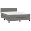 Cama Matrimonial | Cama Para Adultos | Cama Box Spring Colchón Y Luces Led Tela Gris Oscuro 140x190 Cm Cfw729634