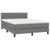 Cama Doble | Cama Box Spring | Cama Para Adultos Colchón Y Luces Led Tela Gris Oscuro 140x190 Cm Cfw804042