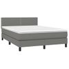 Cama Matrimonial | Cama Para Adultos | Cama Box Spring Colchón Y Luces Led Tela Gris Oscuro 140x200 Cm Cfw987729