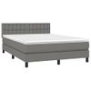 Cama Matrimonial | Cama Para Adultos | Cama Box Spring Colchón Y Luces Led Tela Gris Oscuro 140x200 Cm Cfw582553