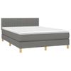 Cama Doble | Cama Box Spring | Cama Para Adultos Colchón Y Luces Led Tela Gris Oscuro 140x200 Cm Cfw233573