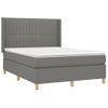 Cama Doble | Cama Box Spring | Cama Para Adultos Colchón Y Luces Led Tela Gris Oscuro 140x200 Cm Cfw222790