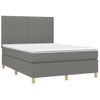 Cama Doble | Cama Box Spring | Cama Para Adultos Colchón Y Luces Led Tela Gris Oscuro 140x200 Cm Cfw478111