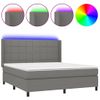 Cama Doble | Cama Box Spring | Cama Para Adultos Colchón Y Luces Led Tela Gris Oscuro 160x200 Cm Cfw469845