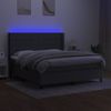 Cama Doble | Cama Box Spring | Cama Para Adultos Colchón Y Luces Led Tela Gris Oscuro 160x200 Cm Cfw469845