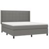 Cama Doble | Cama Box Spring | Cama Para Adultos Colchón Y Luces Led Tela Gris Oscuro 160x200 Cm Cfw469845