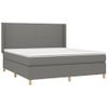 Cama Doble | Cama Box Spring | Cama Para Adultos Colchón Y Luces Led Tela Gris Oscuro 160x200 Cm Cfw852826