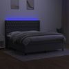 Cama Doble | Cama Box Spring | Cama Para Adultos Colchón Y Luces Led Tela Gris Oscuro 160x200 Cm Cfw252456