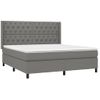 Cama Doble | Cama Box Spring | Cama Para Adultos Colchón Y Luces Led Tela Gris Oscuro 160x200 Cm Cfw252456