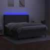 Cama Matrimonial | Cama Para Adultos | Cama Box Spring Colchón Y Luces Led Tela Gris Oscuro 180x200 Cm Cfw357494