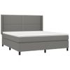 Cama Matrimonial | Cama Para Adultos | Cama Box Spring Colchón Y Luces Led Tela Gris Oscuro 180x200 Cm Cfw357494