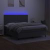 Cama Matrimonial | Cama Para Adultos | Cama Box Spring Colchón Y Luces Led Tela Gris Oscuro 180x200 Cm Cfw711663