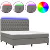 Cama Doble | Cama Box Spring | Cama Para Adultos Colchón Y Luces Led Tela Gris Oscuro 180x200 Cm Cfw636352