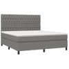 Cama Doble | Cama Box Spring | Cama Para Adultos Colchón Y Luces Led Tela Gris Oscuro 180x200 Cm Cfw636352