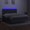 Cama Doble | Cama Box Spring | Cama Para Adultos Colchón Y Luces Led Tela Gris Oscuro 180x200 Cm Cfw636352