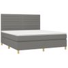 Cama Matrimonial | Cama Para Adultos | Cama Box Spring Colchón Y Luces Led Tela Gris Oscuro 180x200 Cm Cfw906928