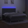 Cama Matrimonial | Cama Para Adultos | Cama Box Spring Colchón Y Luces Led Tela Gris Oscuro 180x200 Cm Cfw906928