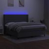 Cama Matrimonial | Cama Para Adultos | Cama Box Spring Colchón Y Luces Led Tela Gris Oscuro 180x200 Cm Cfw389571