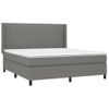 Cama Doble | Cama Box Spring | Cama Para Adultos Colchón Y Luces Led Tela Gris Oscuro 180x200 Cm Cfw870234