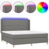 Cama Matrimonial | Cama Para Adultos | Cama Box Spring Colchón Y Luces Led Tela Gris Oscuro 180x200 Cm Cfw841588