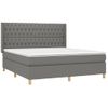 Cama Doble | Cama Box Spring | Cama Para Adultos Colchón Y Luces Led Tela Gris Oscuro 180x200 Cm Cfw854583