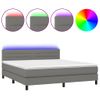 Cama Matrimonial | Cama Para Adultos | Cama Box Spring Colchón Y Luces Led Tela Gris Oscuro 180x200 Cm Cfw429757