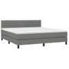 Cama Matrimonial | Cama Para Adultos | Cama Box Spring Colchón Y Luces Led Tela Gris Oscuro 180x200 Cm Cfw429757