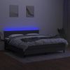 Cama Matrimonial | Cama Para Adultos | Cama Box Spring Colchón Y Luces Led Tela Gris Oscuro 180x200 Cm Cfw429757