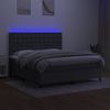 Cama Matrimonial | Cama Para Adultos | Cama Box Spring Colchón Y Luces Led Tela Gris Oscuro 180x200 Cm Cfw990785