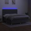 Cama Doble | Cama Box Spring | Cama Para Adultos Colchón Y Luces Led Tela Gris Oscuro 180x200 Cm Cfw799612