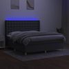 Cama Matrimonial | Cama Para Adultos | Cama Box Spring Colchón Y Luces Led Tela Gris Oscuro 180x200 Cm Cfw983963