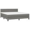 Cama Matrimonial | Cama Para Adultos | Cama Box Spring Colchón Y Luces Led Tela Gris Oscuro 180x200 Cm Cfw914367