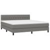 Cama Doble | Cama Box Spring | Cama Para Adultos Colchón Y Luces Led Tela Gris Oscuro 180x200 Cm Cfw823056