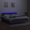 Cama Doble | Cama Box Spring | Cama Para Adultos Colchón Y Luces Led Tela Gris Oscuro 180x200 Cm Cfw823056