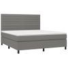 Cama Matrimonial | Cama Para Adultos | Cama Box Spring Colchón Y Luces Led Tela Gris Oscuro 180x200 Cm Cfw833366