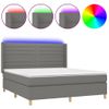 Cama Matrimonial | Cama Para Adultos | Cama Box Spring Colchón Y Luces Led Tela Gris Oscuro 180x200 Cm Cfw857737