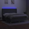 Cama Doble | Cama Box Spring | Cama Para Adultos Colchón Y Luces Led Tela Gris Oscuro 180x200 Cm Cfw900895