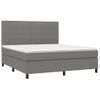 Cama Doble | Cama Box Spring | Cama Para Adultos Colchón Y Luces Led Tela Gris Oscuro 180x200 Cm Cfw438434