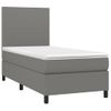 Cama Individual | Cama Box Spring | Cama Para Adultos Colchón Y Luces Led Tela Gris Oscuro 80x200 Cm Cfw241072