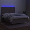 Cama Matrimonial | Cama Para Adultos | Cama Box Spring Colchón Y Luces Led Tela Gris Taupe 140x190 Cm Cfw535807