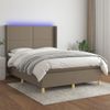 Cama Matrimonial | Cama Para Adultos | Cama Box Spring Colchón Y Luces Led Tela Gris Taupe 140x190 Cm Cfw880459