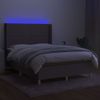 Cama Matrimonial | Cama Para Adultos | Cama Box Spring Colchón Y Luces Led Tela Gris Taupe 140x190 Cm Cfw880459