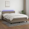 Cama Para Adultos | Cama Box Spring Colchón Y Luces Led Tela Gris Taupe 140x190 Cm Cfw181367