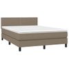 Cama Para Adultos | Cama Box Spring Colchón Y Luces Led Tela Gris Taupe 140x190 Cm Cfw181367