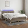 Cama Para Adultos | Cama Box Spring Colchón Y Luces Led Tela Gris Taupe 140x190 Cm Cfw508198