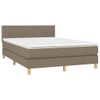 Cama Para Adultos | Cama Box Spring Colchón Y Luces Led Tela Gris Taupe 140x190 Cm Cfw508198