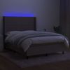 Cama Matrimonial | Cama Para Adultos | Cama Box Spring Colchón Y Luces Led Tela Gris Taupe 140x190 Cm Cfw514930