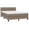 Cama Matrimonial | Cama Para Adultos | Cama Box Spring Colchón Y Luces Led Tela Gris Taupe 140x190 Cm Cfw605621