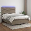 Cama Matrimonial | Cama Para Adultos | Cama Box Spring Colchón Y Luces Led Tela Gris Taupe 140x190 Cm Cfw610650